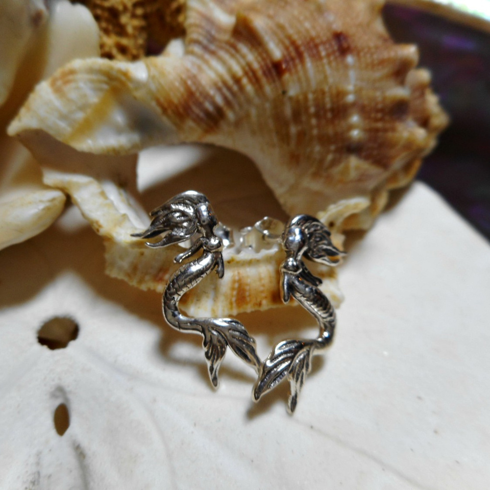 Sterling Silver Mermaid Earrings 1.26g